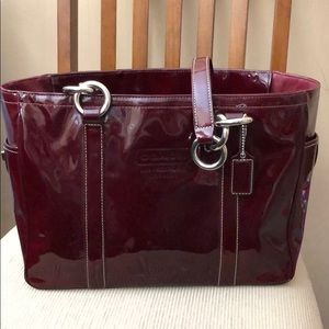 Coach burgundy patent leather purse